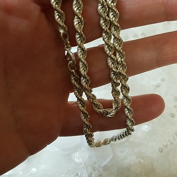 Sterling Silver Hefty Rope Necklace - Picture 2 of 4